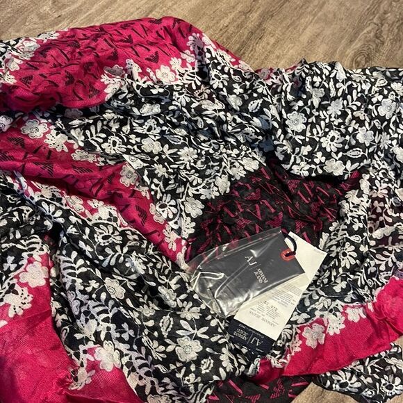 Armani Jeans Modal-Cashmere Logo Scarf-MULTI-One Size - Picture 2 of 5